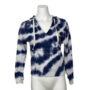 J. Crew Tie Dye Pullover Drawstring Hoodie Blue XS